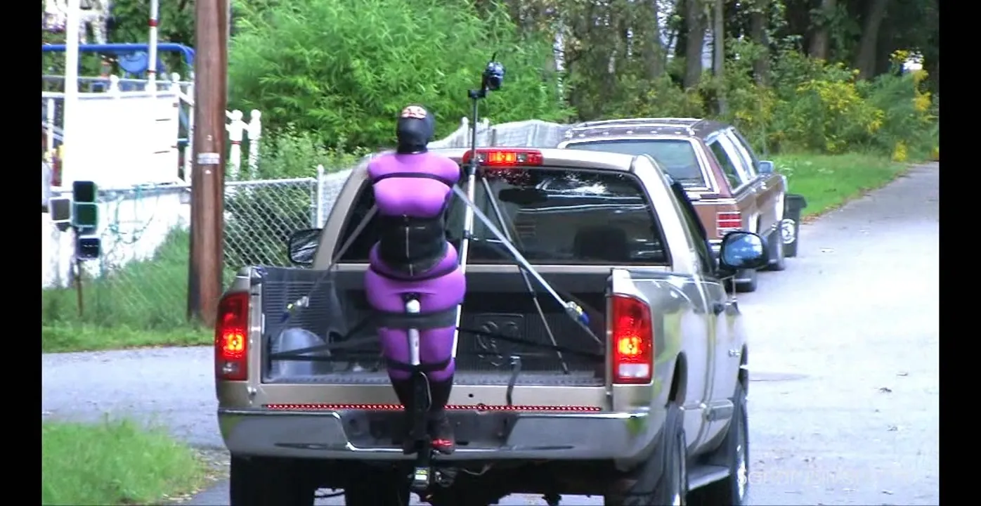 Submissive sex doll used for public humiliation on the old truck