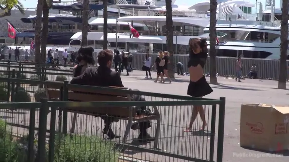 Public tit exhibition from a low life student slut