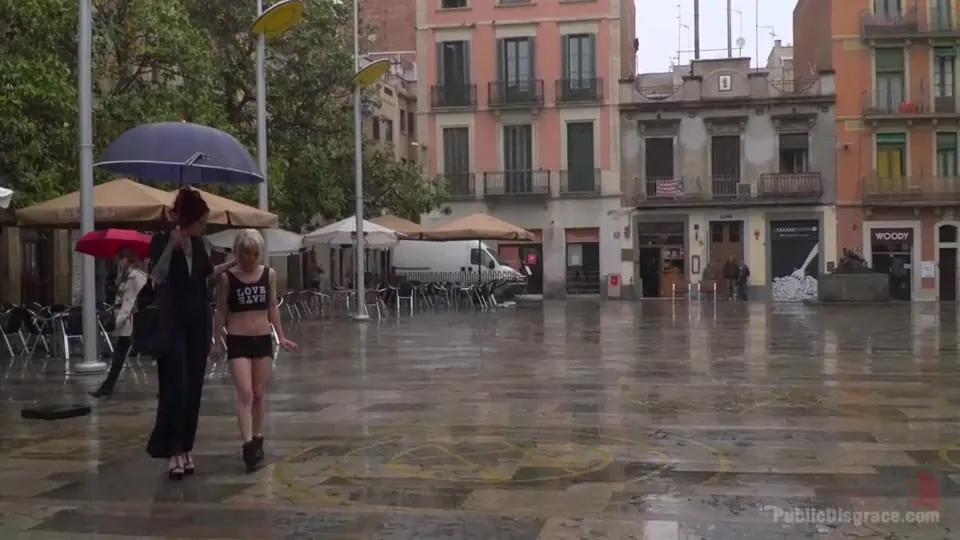 Rain saves this slut from humiliation, not many bystanders are willing to go out