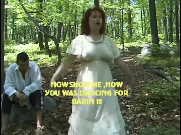 Sexy lady in long white dress gets hardly spanked in the local forest