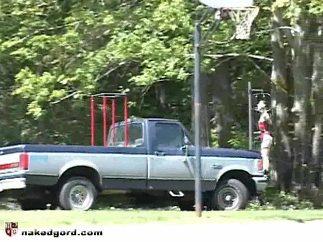 Hillbilly uses his truck to display his slave to neighbors