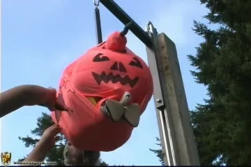 Making an alive scarecrow out of a fat ass MILF